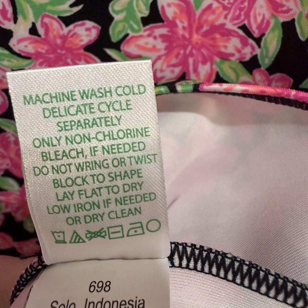 Lilly Pulitzer Chrishell Dress Girls Large 8 10 Onyx Black Pink Floral Scuba - Picture 11 of 11